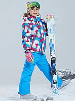 Зимняя лыжная куртка MZK01211 с капюшоном пэчворк 6T 110-116 см