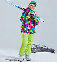 Зимняя лыжная куртка MZK01212 с капюшоном пэчворк 12T 134-140 см