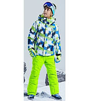 Зимняя лыжная куртка MZK02212 с капюшоном пэчворк 12T 134-140 см