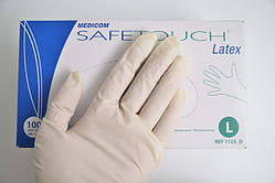 Рукавички латексні Medicom нестерильні без пудри SafeTouch 5.5 г (розмір L) 50 пар