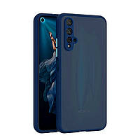 Противоударный чехол бампер для Huawei Nova 5T синий матовый