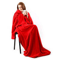 Одеяло плед с рукавами Snuggie Красный 180x140 см, мягкий плед с рукавами снагги | плед одіяло з рукавами (ST)
