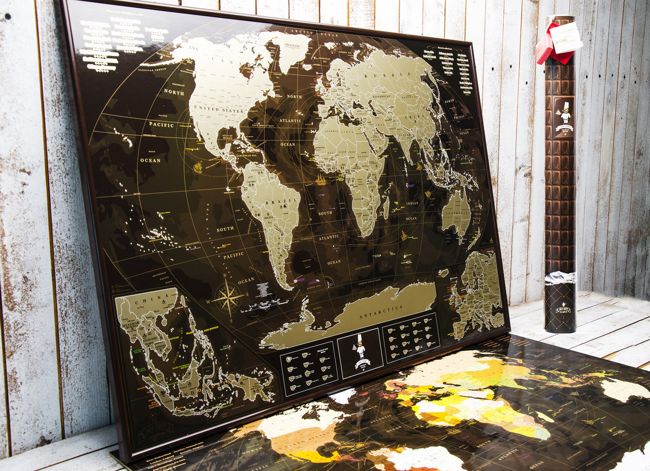 Скретч карта в тубусі My Map Chocolate edition стирається карта світу ENG   (MR)