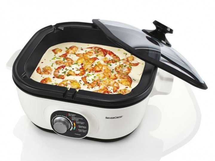 Мультиварка Silver Crest SMUK 1500 A1 190°C 1500 Вт 2,1 л сітка фритюрниця, парова решітка, 6 вилок для фондю