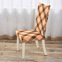 Эластичный чехол-накидка на кухонный стул 85x35 см коричневая, чехол на сидение стула | чохол для стільця (ST)