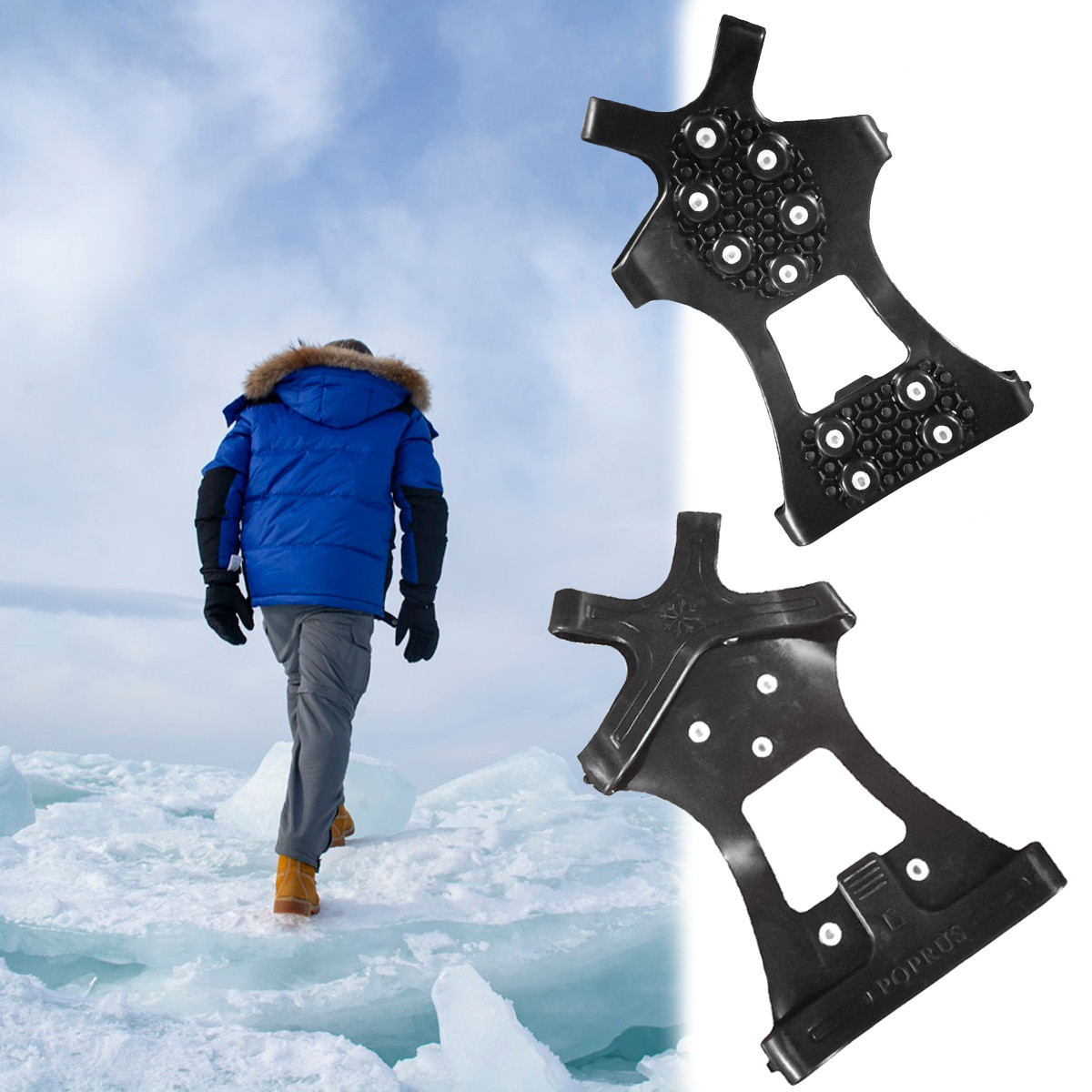 Льодоступи на взуття на 10 шипів розмір L (39-44) протиковзкі накладки льодоходи