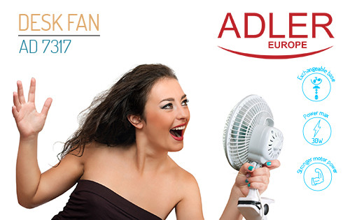 Вентилятор Adler AD 7317 з кліпсою + підстава, фото 1