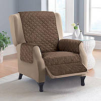Накидка на кресло коричневая двустороннее стеганое покрывало для кресла 155х46 см Couch Coat