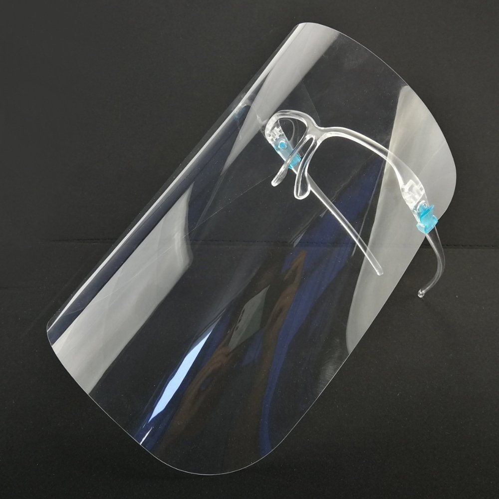 Защитная медицинская маска для лица пластиковая антивирусный экран щиток крепление как очки - фото 5 - id-p1562149014