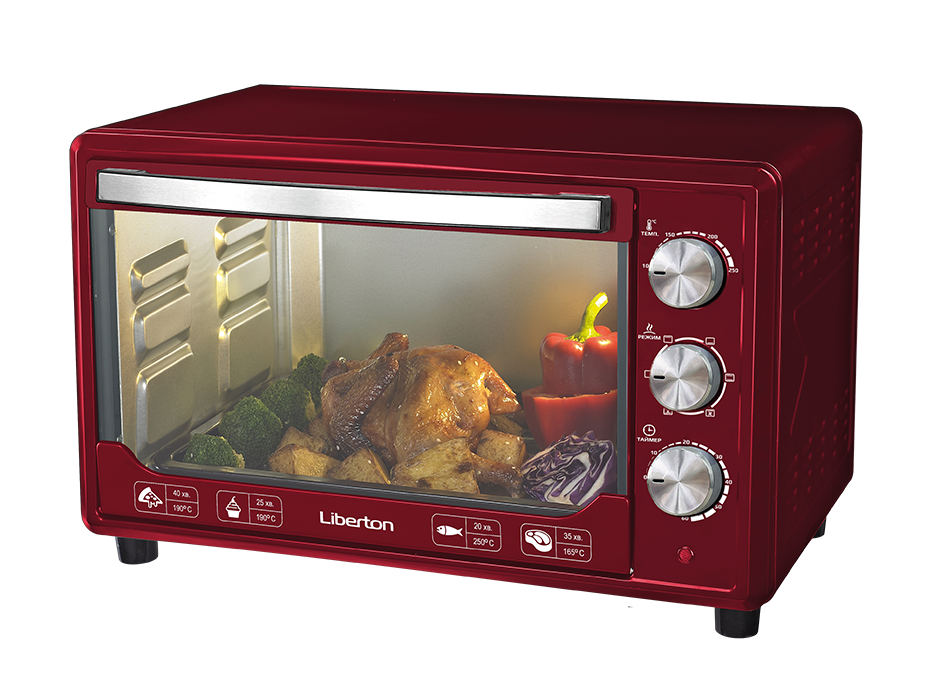 Духовка LIBERTON LEO-481 dark red 48L 2000W