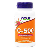 Витамин С 500 мг Now Foods витамин C с шиповником With Rose Hips 100 таблеток