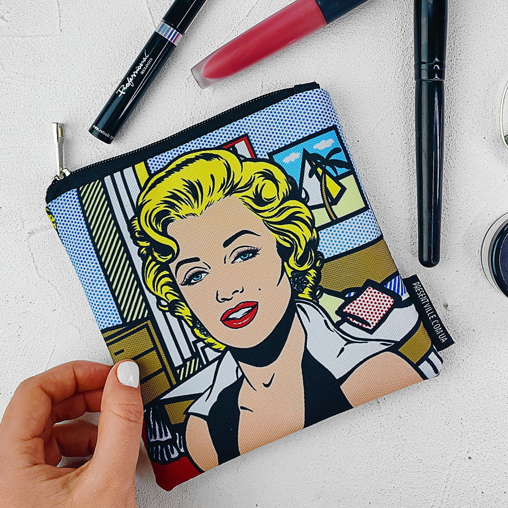 Косметичка квадратна Basic Marilyn Monroe pop art 16x16 см (KB_21M002_BL), фото 1