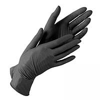 Перчатки черные смотровые нитриловые, размеры XS, S, M, L, XL (универсального назначения)