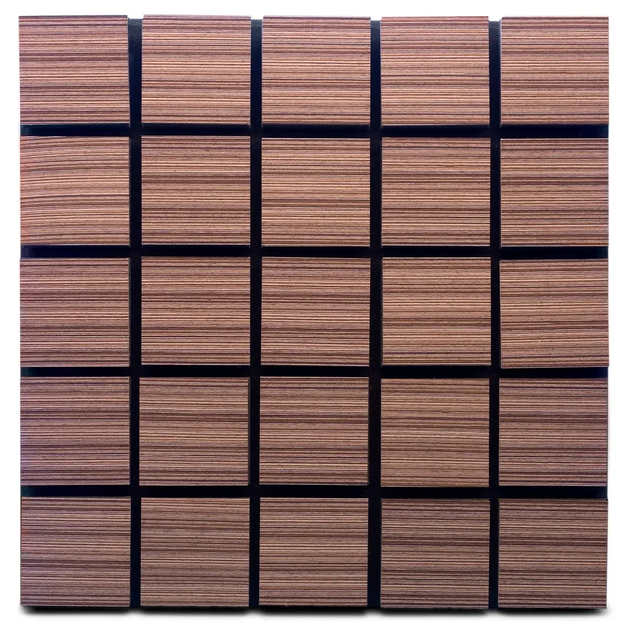 Акустична панель Ecosound Tetras Wood Venge Contrast 50х50см 73мм колір коричневий в смужку