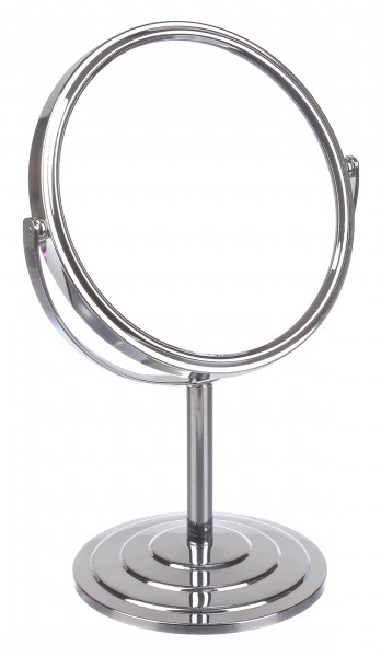 Дзеркало кругле настільне з підставкою хром, дзеркало косметичне кругле металеве