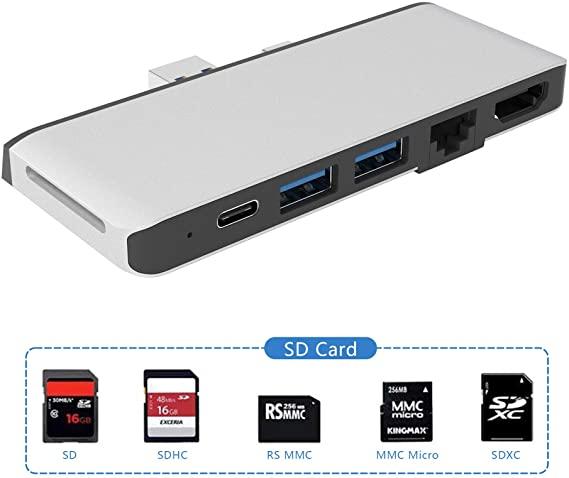 Док-станція концентратор Surface Pro 7, адаптер 6 до 2 з 4K Ethernet