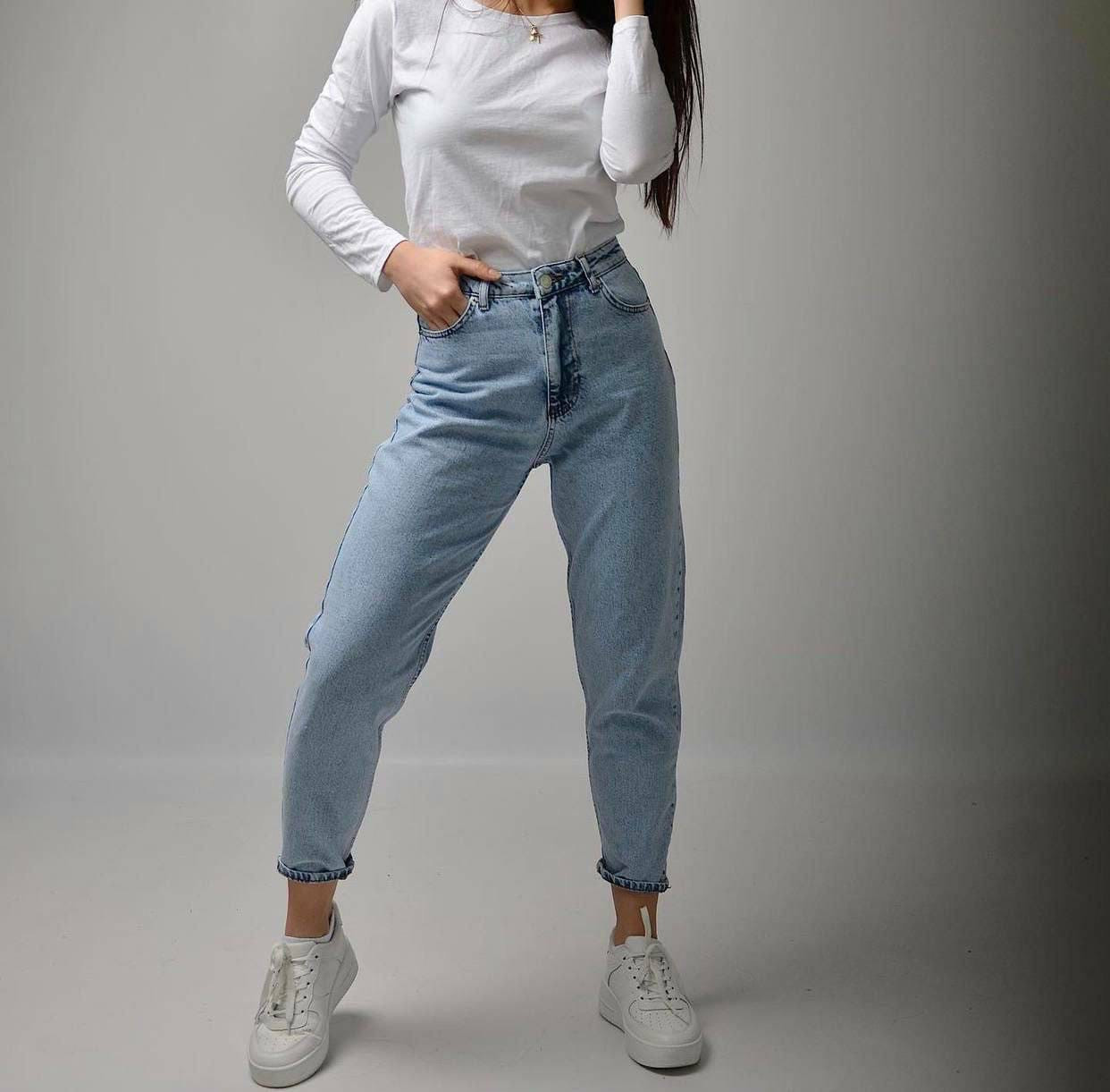 Женские Джинсы МОМ Зауженные Джинс не Тянется Размеры Норма и Батал ...