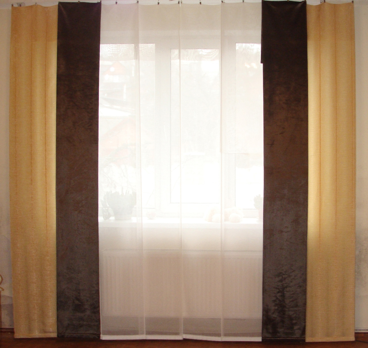 Комплект панельних шторок батист і оксамит, фото 1