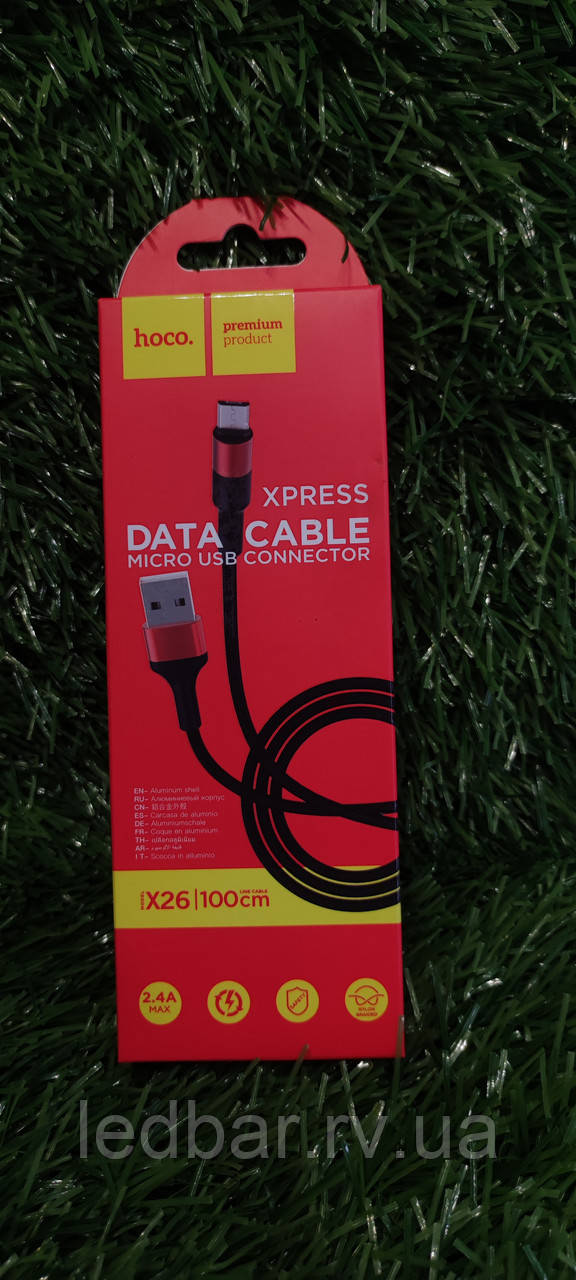 Кабель Usb micro x26 3.0A 1.0m Black
