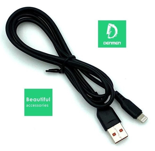 USB Кабель Lightning 8pin, 2.4A, 1м, Denmen D01L, - черный