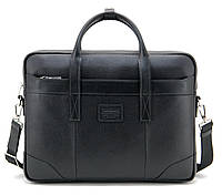 Мужской портфель черный для документов А4 кожаный, деловой портфель черный из кожи через плечо с ремнем топ