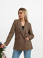 Піджак із підкладкою жіночий двобортний картатий на підкладці 42-48р