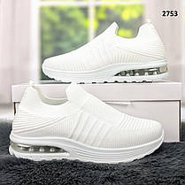 Кросівки жіночі текстильні білі на об'ємній підошві, фото 3