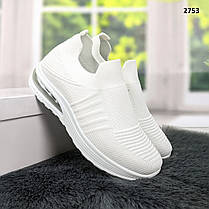 Кросівки жіночі текстильні білі на об'ємній підошві, фото 4