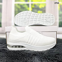 Кросівки жіночі текстильні білі на об'ємній підошві, фото 2