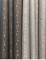 Шторная ткань Рогожка з блестящей нитью шоколадного цвета плотная турецкая ткань крупного переплетения