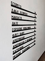 МЕНЮ набірне настінне на 10 рейок (Настінне меню для кав'ярні) Чорний колір, фото 3