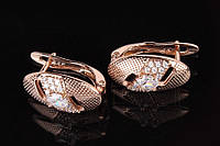 Сережки овальні під золото з медичного сплаву XUPING, жіночі сережки класичні овальні з камінням