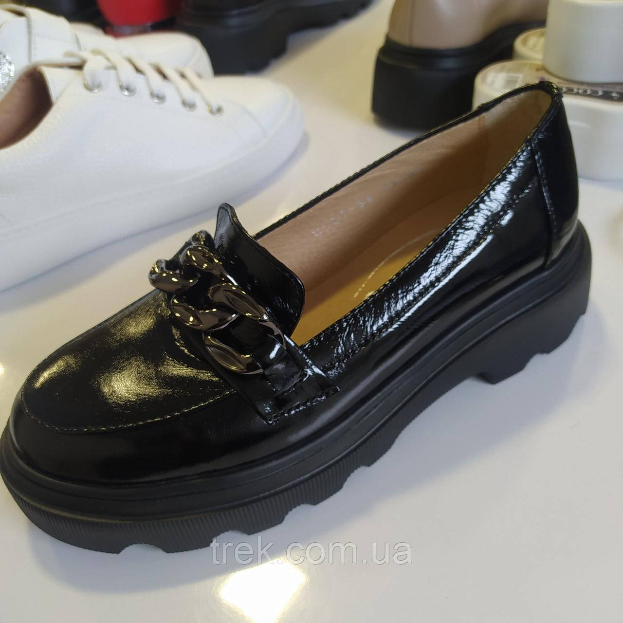 Туфлі жіночі шкіряні лакові чорні /22181/ 40р, фото 1