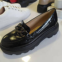 Туфлі жіночі шкіряні лакові чорні /22181/ 40р