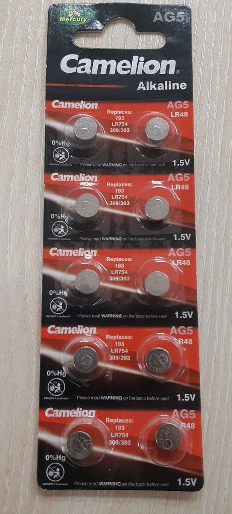 Батарейки Camelion Alkaline G5/ 393/ LR48/ LR754 (10шт)