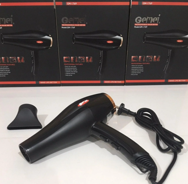 Фен для сушіння волосся GEMEI GM-1769 1800W з подачею холодного повітря