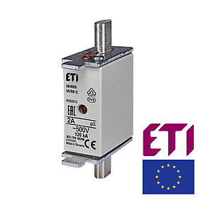 Запобіжник ETI NH-000 gL/gG 2A 500V KOMBI 120kA 4181201 ножовий універсальний (NH-00C)