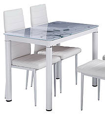 Стол обеденный Signal Мебель Damar 100 х 60 см Белый (DAMARB), стеклянная столешница с узором