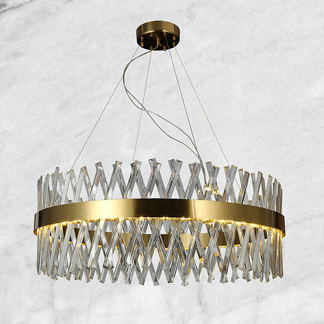 Золотая led 80см круглая люстра с пультом (909-LXL3009 GD), фото 2