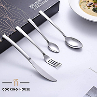 Набір столових приборів Cooking House, 24 шт срібного кольору з нержавіючої сталі на 6 персон,у подарунковій коробці., фото 6