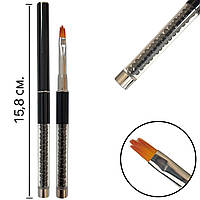 Пензель для дизайну нігтів з перлами та ковпачком, 1шт. Чорний