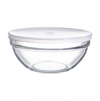 Салатник стеклянный для хранения с белой крышкой Luminarc Empilable 20 см (H1152) HD