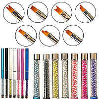 Пензель для дизайну нігтів з перлами та ковпачком, 1шт.