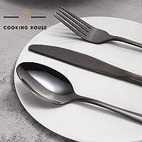 Набір столових приборів Cooking House, 24 шт чорного кольору з нержавіючої сталі на 6 персон,у подарунковій коробці., фото 7