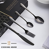 Набір столових приборів Cooking House, 24 шт чорного кольору з нержавіючої сталі на 6 персон,у подарунковій коробці., фото 6