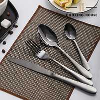 Набір столових приборів Cooking House, 24 шт чорного кольору з нержавіючої сталі на 6 персон,у подарунковій коробці., фото 8