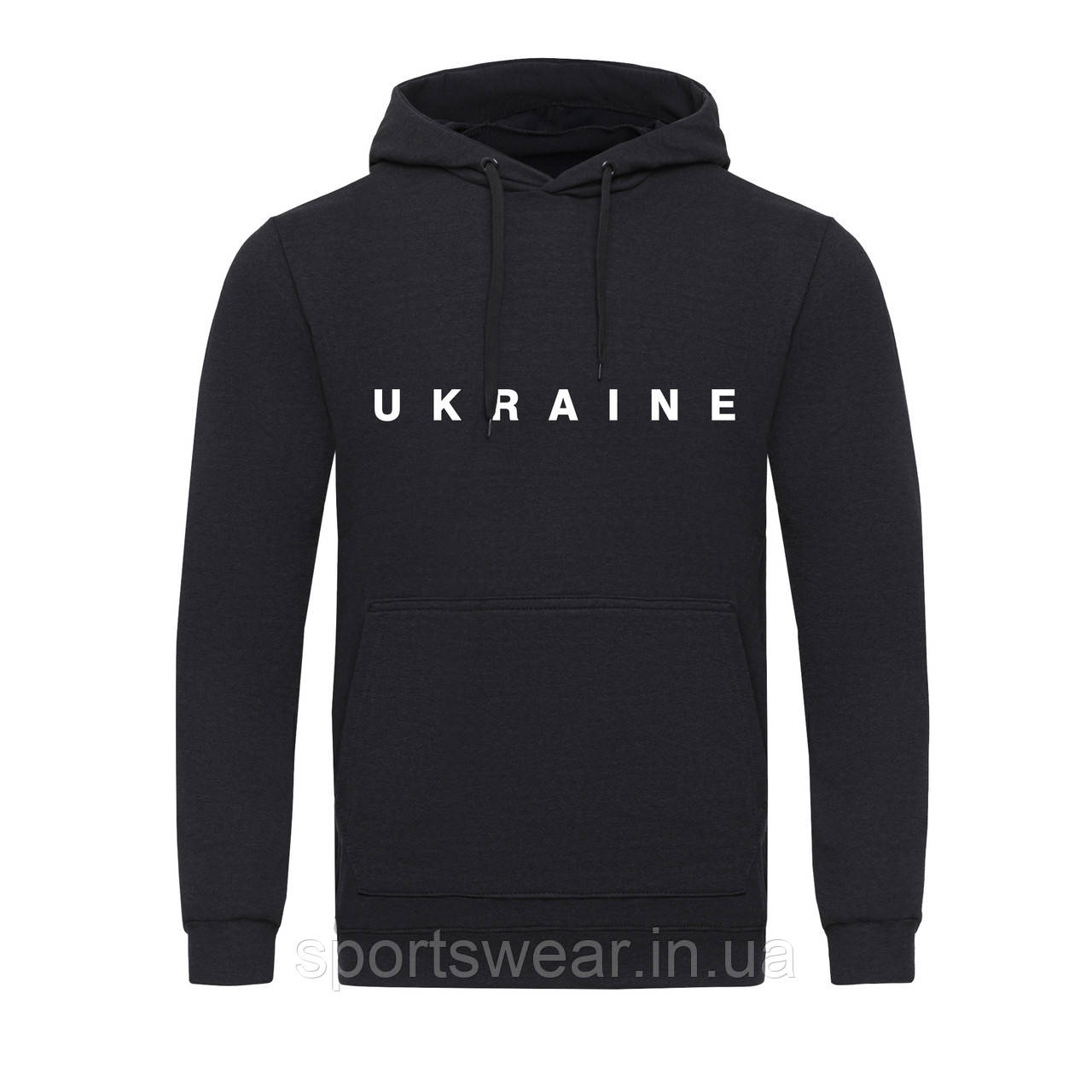 Худі чорне Кенгуру на весну літо з лого Україна Ukraine Трикотажна Кофта з капюшоном Національна символіка Атрібути українські