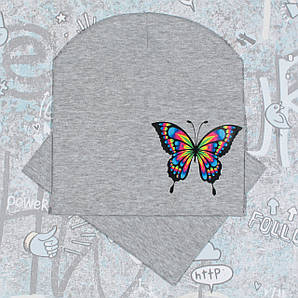 Шапка для дівчинки Метелик - Комплект сірий