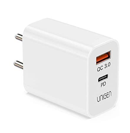 UNIGEN 20W Dual Port USB & Type C PD Адаптер для швидкого заряджання | Блок USB, фото 1