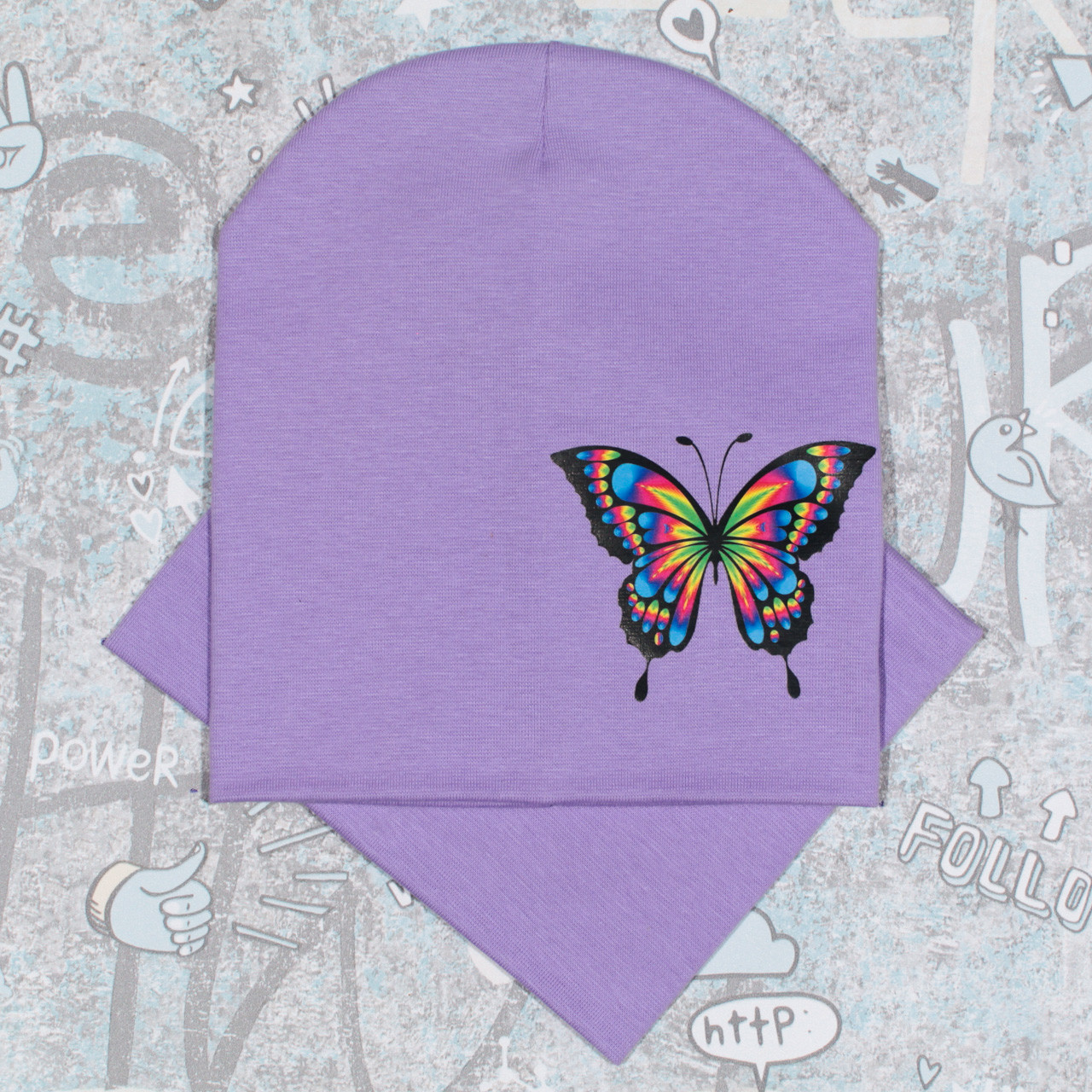 Шапка на Дівчинку Метелик - Комплект лаванда